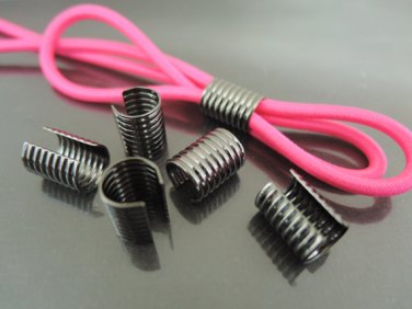 Finding - 6 pcs Gunmental Black Adjustable Crimp Fold Over End Cap without Loop 12mm x 9mm