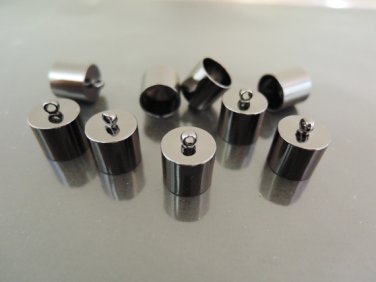 Finding - 4 pcs Gunmetal Black Round Large Tone Cord Buckle End Cap with Loop ( inside 10mm )