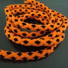 1 Yard of 6mm Neon Orange and Black Striped String Round Braided Trim Cotton Rope Cord