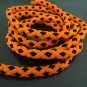 1 Yard of 6mm Neon Orange and Black Striped String Round Braided Trim Cotton Rope Cord