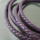 1 Yard 6mm Purple Genuine Braided Round Leather Cord