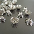Finding - 20 pcs Silver Plated Large Brass Filigree Bead Casp Bead Cones with Hole 11mm x 6mm