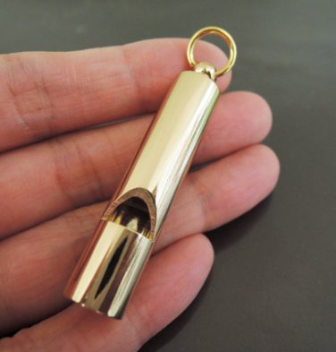 Finding - 1 pc Gold Round Tone Working Whistle Charms Pendant 45mm x 9mm
