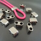 Finding - 4 pcs Silver Plastic Flat Head Spacers Beads with Two Holes 11mm x 6.5mm x 5mm
