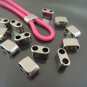 Finding - 4 pcs Silver Plastic Flat Head Spacers Beads with Two Holes 11mm x 6.5mm x 5mm