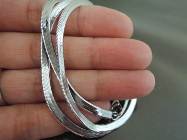 1 Set Silver Flat Snake Chain Necklace 3mm with Lobster Clasp ( Length 400mm )