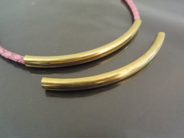 Finding - 2pcs Gold Very Long Curve Arc Tubes 70mm x 6mm ( Inside 4mm Diameter )