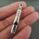 Finding - 1 pc Silver Round Tone Working Whistle Tool Charms Pendant 34mm x 6mm