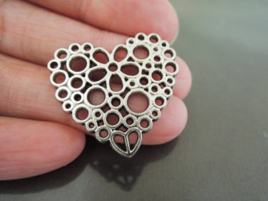 Finding - 2 pcs Antique Silver Love Charm Decoration 25mm x 24mm