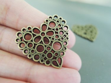 Finding - 2 pcs Antique Brass Love Charm Decoration 25mm x 24mm
