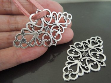 Finding - 2 pcs Antique Silver Charm Decoration 42mm x 25mm