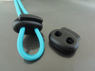 Finding - 2 pcs Black Plastic End Lock Cord Stopper