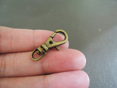 Finding - 4 pcs Antique Brass Mini Solid Swivel Lobster Claw Clasp Closure Buckle 22mm x 10mm