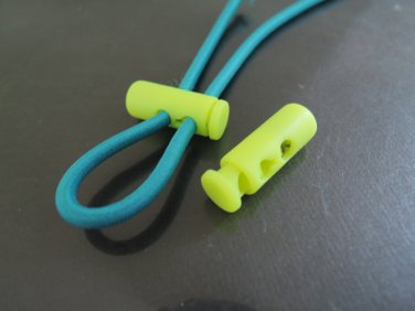 Finding - 2 pcs Neon Yellow Plastic End Lock Cord Stopper