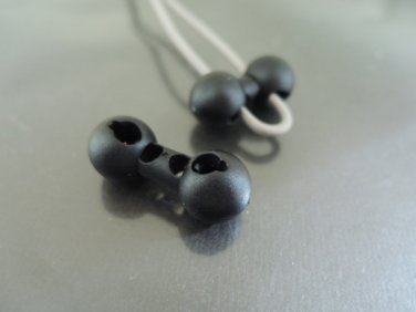 Finding - 2 pcs Black Plastic End Lock Cord Stopper