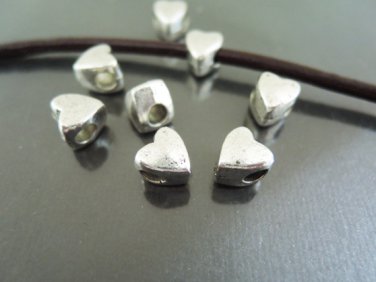 Finding - 10 pcs Antique Silver Heart Love Spacers Beads with Large Hole ( 8.5mm x 8mm )