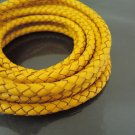 1 Yard 6mm Yellow Genuine Braided Round Leather Cord
