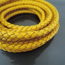 1 Yard 5mm Yellow Genuine Braided Round Leather Cord