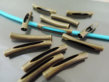 Finding - 10 pcs Antique Brass Curve Arc Tubes 32mm x 5mm ( inside 4mm Diameter )