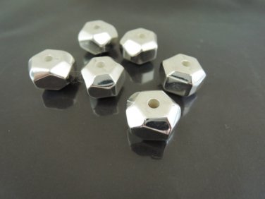 Finding - 6pcs Silver Plastic Beads Large Bead Charms