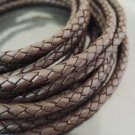 1 Yard 6mm Dark Brown Genuine Braided Round Leather Cord