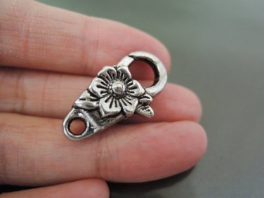 Finding - 2pcs Antique Silver Flower Clasp Buckle