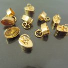Finding - 10 pcs Gold Oval Shape Ends Cap with Loop with Open Jump Ring