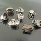 Finding - 10 pcs Silver Oval Shape Ends Cap with Loop with Open Jump Ring