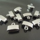 Finding - 4 pcs Silver Leather Cord Ends Cap with Loop For Round Leathers 15mm x 10mm x 7mm