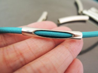 Finding - 10 pcs Silver Curve Arc Tubes 32mm x 5mm ( inside 4mm Diameter )