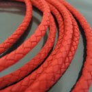 1 Yard 6mm Red Genuine Braided Round Leather Cord