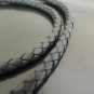 1 Yard 6mm Grey Genuine Braided Round Leather Cord