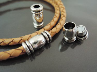 Finding - 1 Set Silver Magnetic Clasp Buckle Fastener ( Inside 4mm Diameter )