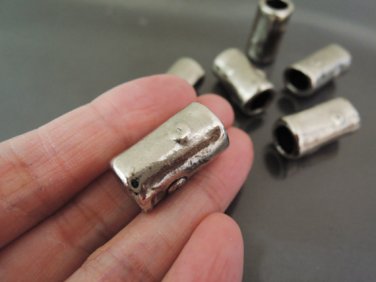 Finding - 4 pcs Antique Silver Round Cylinder Tubes 21mm x 11mm ( inside 7mm Diameter )