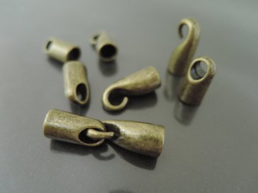 Finding - 2 Sets Antique Brass End Cap S Hook Toggle Clasp Clousure Buckle ( Inside 5mm Diameter )