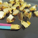 Finding - 20 pcs Gold Plated Flat Clamp Fold Over End Cap Crimps ( Inside 6mm )