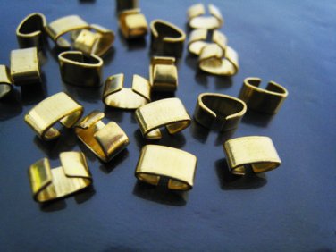 Finding - 500 pcs Gold Adjustable Crimp Round Tone Tube Curve Clip Fold Over End Cap 6.5mm x 4mm