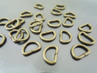 Finding - 10 pcs Antique Brass Semicircle Metal Arc Connector Small D Ring Opening Jump 13mm X 9mm