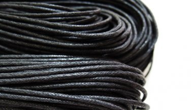 2 Yards 1.5mm Black Round Cotton Wax Cords