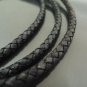 1 Yard 5mm Antique Black Genuine Braided Round Leather Cord