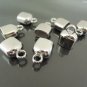 Finding - 4 pcs Silver Leather Cord Plastic Ends Cap with Loop For Round Leathers ( 10mm x 6mm )