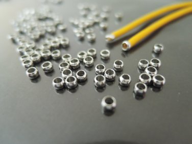 Finding - 20 pcs Silver Metal Crimp Beads Spacer 3mm x 1.5mm ( Inside 2mm )