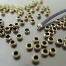 Finding - 20 pcs Antique Brass Metal Crimp Beads Spacer 3mm x 1.5mm ( Inside 2mm )