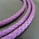 1 Yard 5mm Light Purple Genuine Braided Round Leather Cord