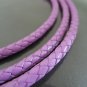 1 Yard 5mm Light Purple Genuine Braided Round Leather Cord