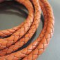 1 Yard 6mm Orange Genuine Braided Round Leather Cord