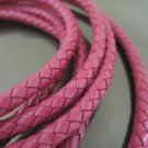 1 Yard 6mm Hot Pink Genuine Braided Round Leather Cord