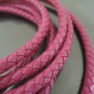1 Yard 6mm Hot Pink Genuine Braided Round Leather Cord