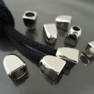 Finding - 10 pcs Silver Plastic Round Tone Cord End Cap with Two Holes 14mm x 12mm