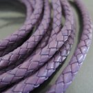 1 Yard 5mm Violet Purple Genuine Braided Round Leather Cord